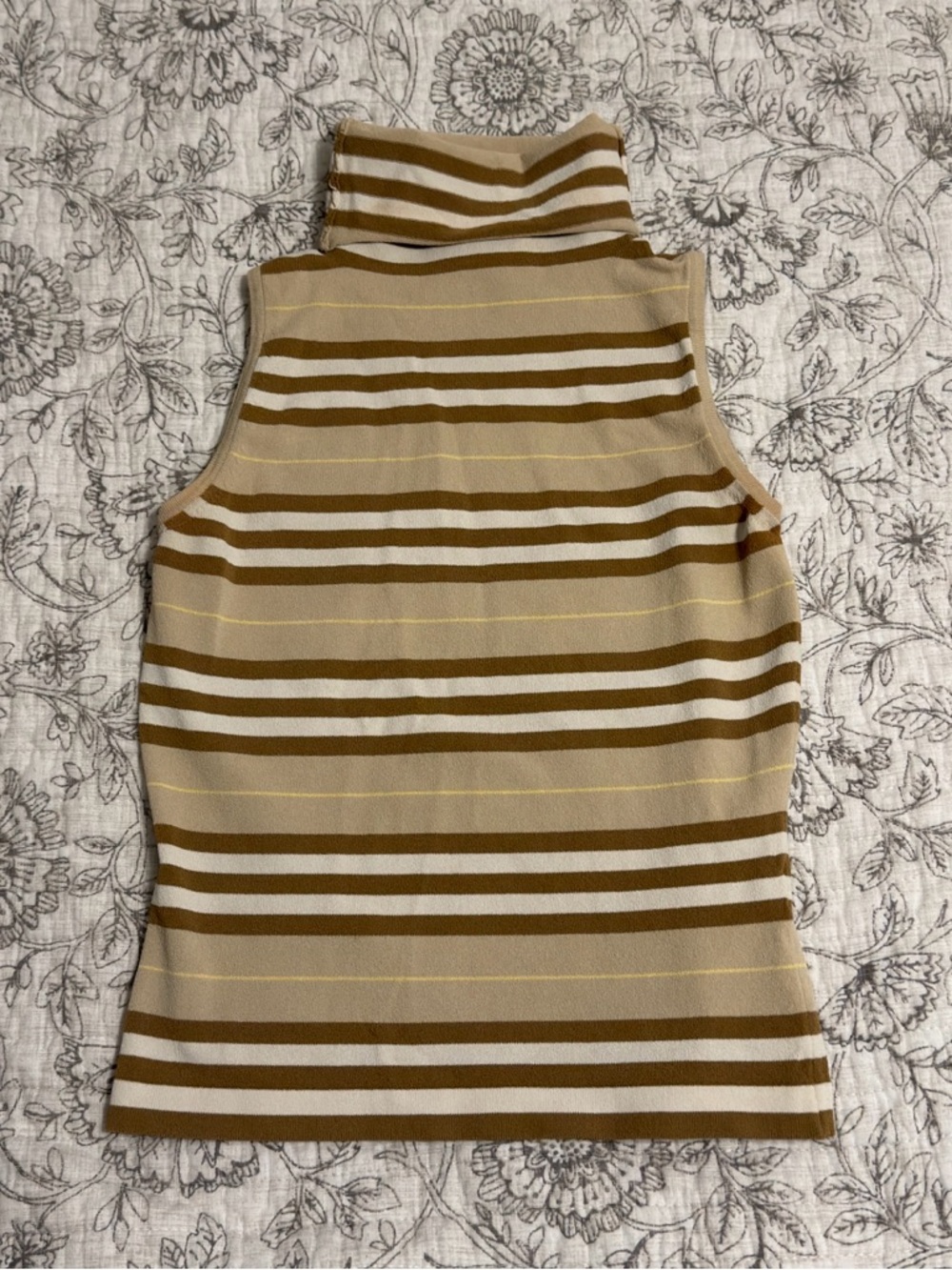 Burberry London Sleeveless Turtleneck Stripe Top - Beige & Brown